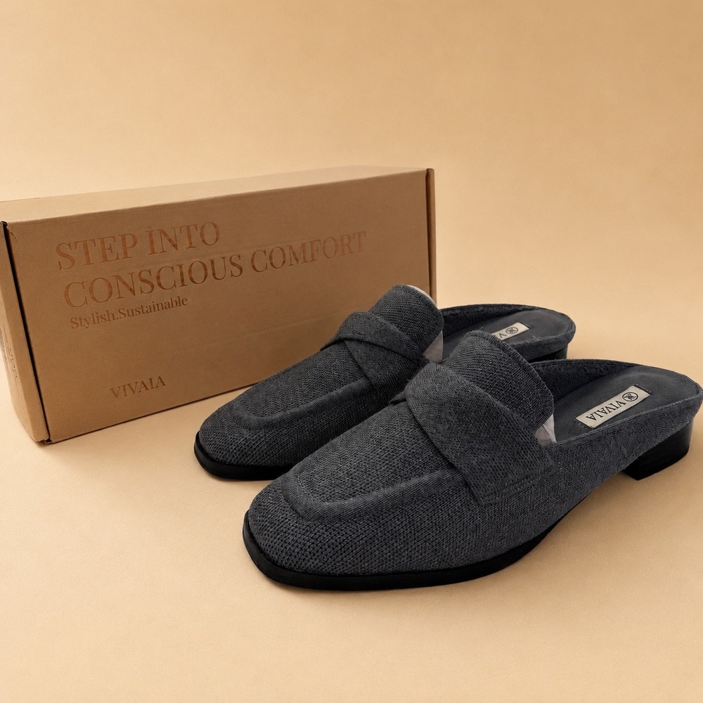 VIVAIA Gray Knit Penny Loafer‎ Mules - Size EU 39 / US 8 / NWT